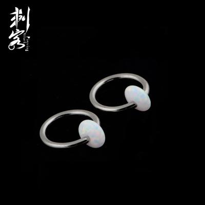 China CLASSIC Titanium G23 Ball Closure Ring with Pill Opal Beads Body Jewelry for sale