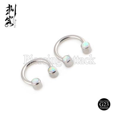 China G23 Face CLASSIC Titanium Flat Ball Circular Barbells Internally Threaded Front With Opal Body Jewelry for sale