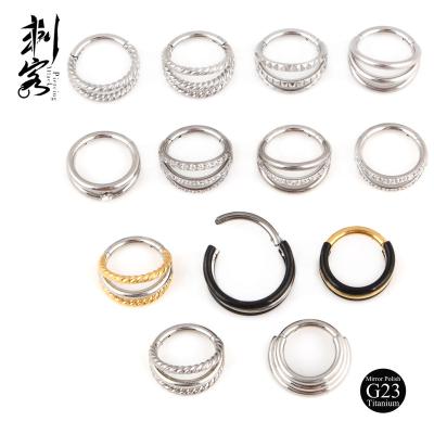 China Punk Solid G23 Fork Set Clicker Hinged Titanium Body Jewelry for sale