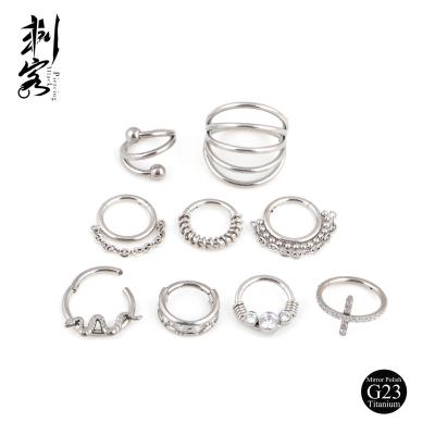 China Punk Solid G23 Fork Set Clicker Hinged Titanium Body Jewelry for sale