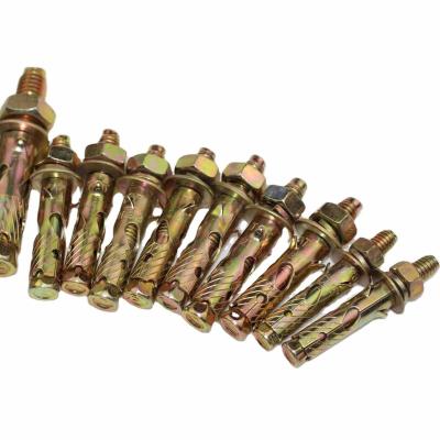 China Steel Carbon Steel Yellow Galvanized Sleeve Anchors Shark Fin Anti-Slip Anchor Bolts for sale