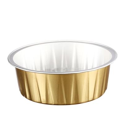 China 100ml Disposable Bread Baking Molds Disposable Gold Aluminum Foil Bakeware Container With Lid For Food for sale