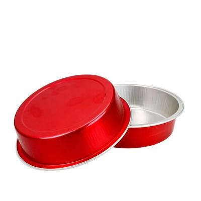 China Round 215ML/7.2oz Oven Use Safe Disposable Smoothwall Eco-friendly Colored Foil Container for sale