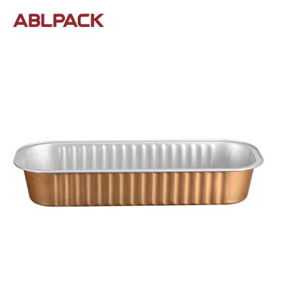 China For Food 200ml Rectangle Aluminum Foil Food Cake Sushi Containers Trays With Lids Takeout Bakery for sale