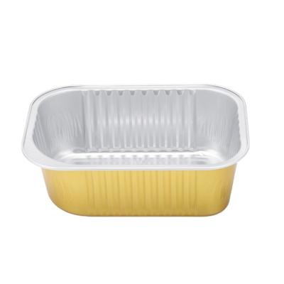 China For Food 650ml Durable Disposable Food Packaging Aluminum Foil Containers Tray With Lids for sale