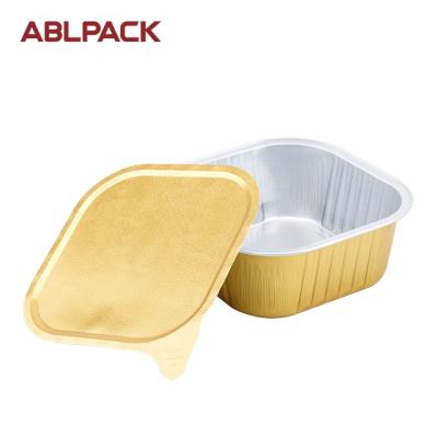 China Dessert Condiment ABL 300ml Square Colored Foil Disposable Container Rectangle Disposable Smooth Container for sale