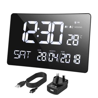 China Large Size Antique Wall Clock Style LCD Display Digital Wall Clock With Temperature for sale