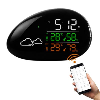 China HAPTIME Large Living Room Display Screen Temperature Weather Stations Colorful Digital Wireless Porcelain Large For Home for sale