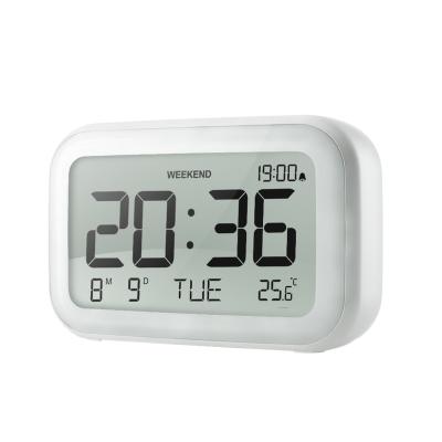 China Class LCD Display Alarm Clock Indoor Small Room Cheap Indoor Desktop Digital Clock With Temperature for sale