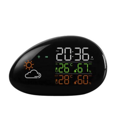 China 2018 Hot Sale Alarm/Nap Reliability Indicator PC Cover With Transparent Measurements Digital Meteo Station Wireless Weather Station Black Body for sale