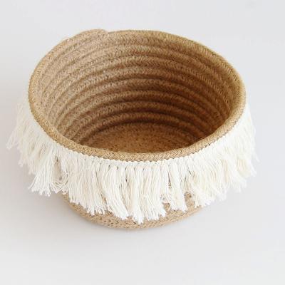 China Custom size spliced ​​lace storage basket hot-selling products viable custom natural lace storage baskets clothing storage basket for sale