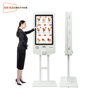 China Easy Installation 32 Inch Single Dual Service Self Service Bill Screen Payment Ordering Kiosks With Printer for sale