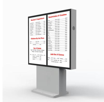 China Outdoor QSR Restaurant 2 Pieces 55 Inch Ordering By Menu Board Screen for sale