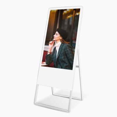 China Indoor 43 Inch Display Portable Ultrathin Digital Poster Mobile Digital Poster Floor Standing Signage for sale