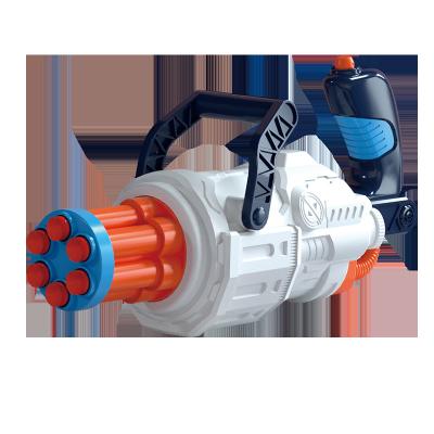 China Soft Bullet Gun Kids Foam Game Toy Gun Gatling Blaster Shooting Bullet With 6 Holes Automatic Rotating Barrel Toy for sale