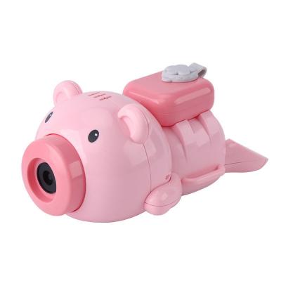 China Hand Use New Bubble Pig Pink Watch Bubble Music Machine Children's Bathing Amusement Park Toy for sale