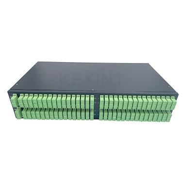 China KEXINT 4 PCS 1X 32 SC APC Fiber Optic PLC Splitter 2U ODF 19 Inch Rack Fiber Optic Patch Panel for sale