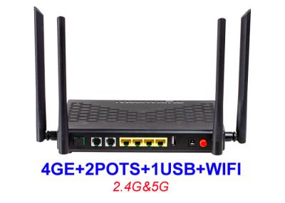 China Dual Band Ftth ONU Equipment HGU 4GE 2 Pots WIFI 2.4G 5G 1 USB EPON XPON ONU KEXINT for sale