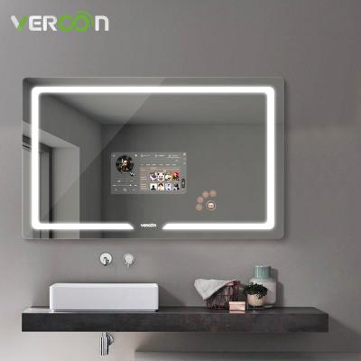 China Lighted In Stock 1080p Magic TV Mirror Dimmable Lead Glass TV Vanity Girl Mirror Bathroom Mirror for sale