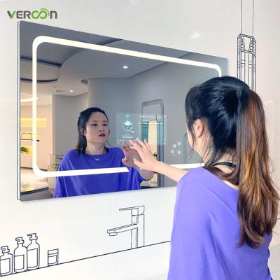 China Vercon Hotel Wholesale Living Room Large Bright Screen Led Smart Backlit Bathroom Mirror for sale