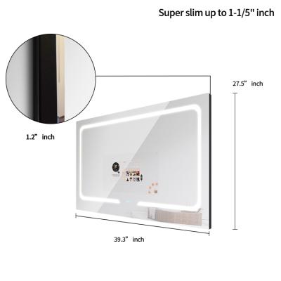 China Premium Rectangular Magic Mirror Display Anti-fog Screen Homes Smart Bathroom Prefab Mirror Illuminated TV for sale