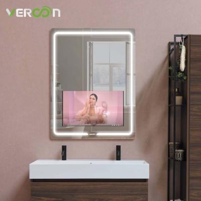 China Vercon Best Selling Illuminated Smart Bathroom Mirror Led Mirror Light TV Touch Screen Android Interactive Mirror for sale