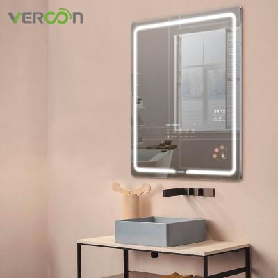 China Minimalist Vercon Android Room Mirror IOS Wifi Touch Control Led Retail Smart Vanity Mirror For Bathroom for sale