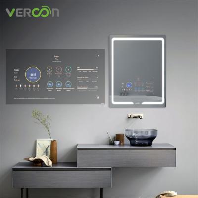 China Vercon 2021 Hot Selling Enlarging Illuminated LED Vanity Magic Android Touch Screen Smart Bathroom Mirror for sale