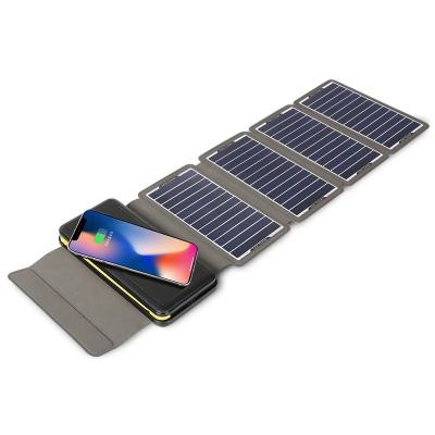 China Solar Panel Fast Waterproof Foldable Portable Charger Support Outdoor USB Mobile Charging Power Bank for sale