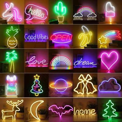 China Customized Christmas Style 3AA Battery LED Sign Home Neon Lamp Kids Holiday Gift Creative Lamp Custom Desk Decoration Up Letters for sale