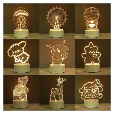 China Creative Anime 3D Illusion Lamparas Desk Table Base Christmas LED Lamp Child Acrylic Light Kid's Room Decor Night Light USB Photo Creative Anime for sale