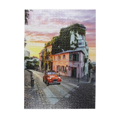 China 100% eco-friendly pass ASTM prop65 blueboard puzzle surface offset printings customize Montmartre Paris sunset 70x50cm 1000 pieces puzzle factory cardboard for sale