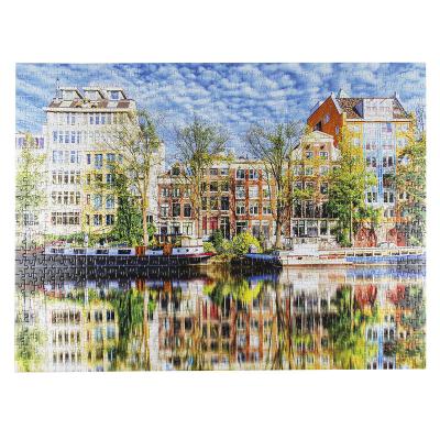 China Cartoon Toy 70x50cm 1000 Pieces Amsterdam Offset Printing Factory Cardboard Random Cut Gray Puzzles for sale