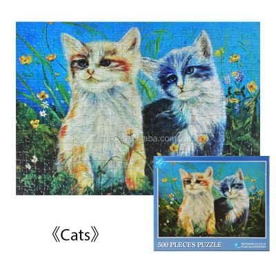 China Cartoon Toy 1000 Piece Puzzle 70x50cm Windows Cat Customized Printing Cardboard Puzzle Game With Random Line Ready To Ship for sale