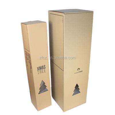 China Custom Recycled Materials Kraft Paper Combine Corrugated Box With Black Printing Lager Display Box And PVC Windows For Christmas Gift for sale