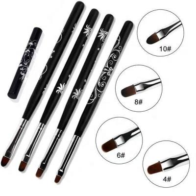 China Professional Black Nail Handle Acryl Handle Nail Art Brush for UV Gel Painting for sale