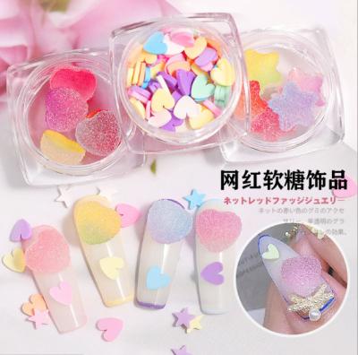 China Peach Luxury Net Red Soft Mixed Heart Color Soft Mixed Heart Nail Accessories LZ Nail Accessories LZ Pottery Candy Color DIY Nail Drill Jewelry for sale