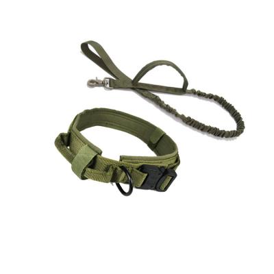 China Stocked Adjustable Training Collar For Large Dogs Dog Collar Military Nylon Tactical Dog Leash Set for sale