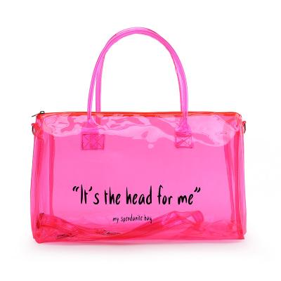 China Wholesale High Quality Candy Color Transparent Beach Swimming Tote Bag Overnight Travel Shoulder Bags PVC Duffel Bag for sale