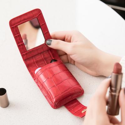 China High Quality Fashion Cosmetic Bag Mini Portable Lipstick Pouch Lipstick Holder with Mirror Makeup Bag Storage Lipstick Filter Mounts for sale