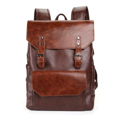 China Crazy Horse fashion trend large capacity travel laptop anti-theft unisex simple leather backpack for sale