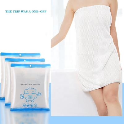 China 100% Non-Woven Fabric Home Biodegradable Pure Cotton Spundecd Travel Hotel White Disposable Microfiber Bath Towels Child Safe for sale