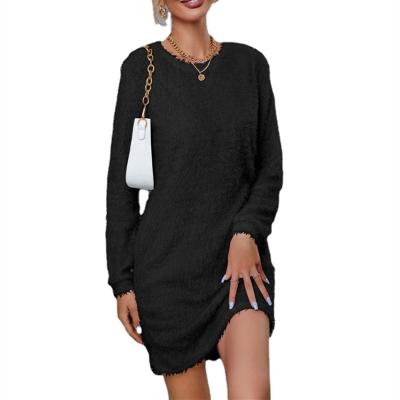 China Viable thin suitable dress 2022 plush sweater autumn and winter new women's long-sleeved dress for sale