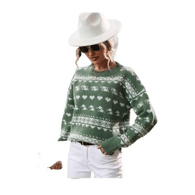 China Anti-wrinkle Christmas Sweater crew neck sweater women pullover Jacquard sweater for sale