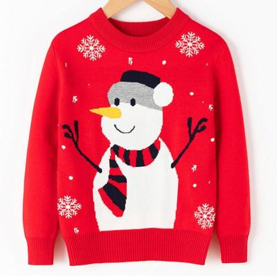 China Anti Shrink Boy Girl Knit Sweater Christmas Reindeer Elk Snowman Cartoon Sweatshirts Tops Jacquard Sweater Crewneck Sweater Christmas Sweater for sale