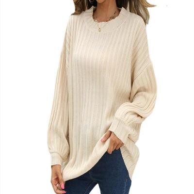 China Anti-wrinkle fashion women's sweaters crew neck women's sweater plus size knit sweater for sale