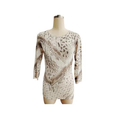 China Anti-wrinkle Autumn Printed Custom Tops Women Knit Casual Ladies Computer Knitted Pullovers Women's Sweaters for sale