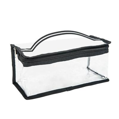 China Wholesale Clear Transparent Cosmetic Bags Simple Design Custom Cheap Top Handle Clear PVC Makeup Bag for sale