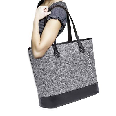 China Bags With Zipper Newest Fashion Nylon Leather Handbags Women With Multi Compartment Laptop Tote Bag for sale