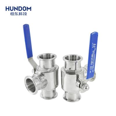 China HENGDONG Stainless Steel 3 Way Ball Valve Food Grade General Sanitary Quick Fit Three Way Ball Valve dn20 for sale